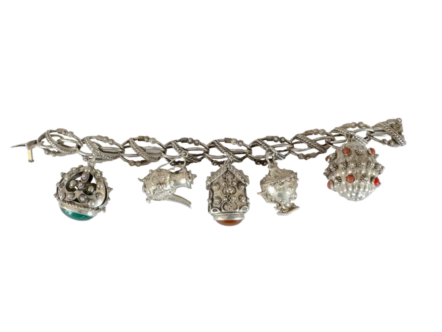 Vintage Italian Etruscan Revival Charm Bracelet 5