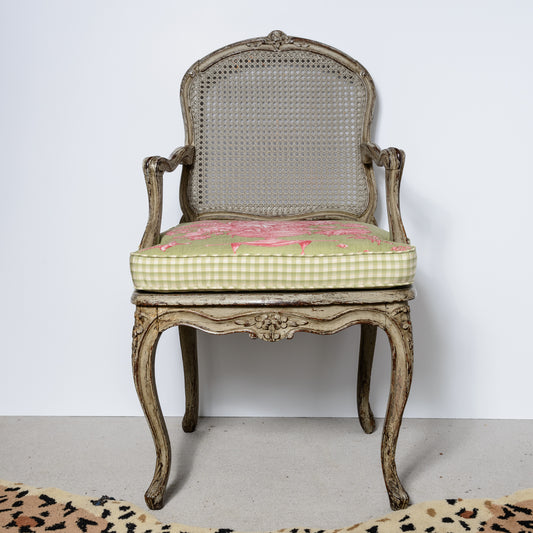 19th Century French Louis XV Style Painted Cane Armchairs a - Pair