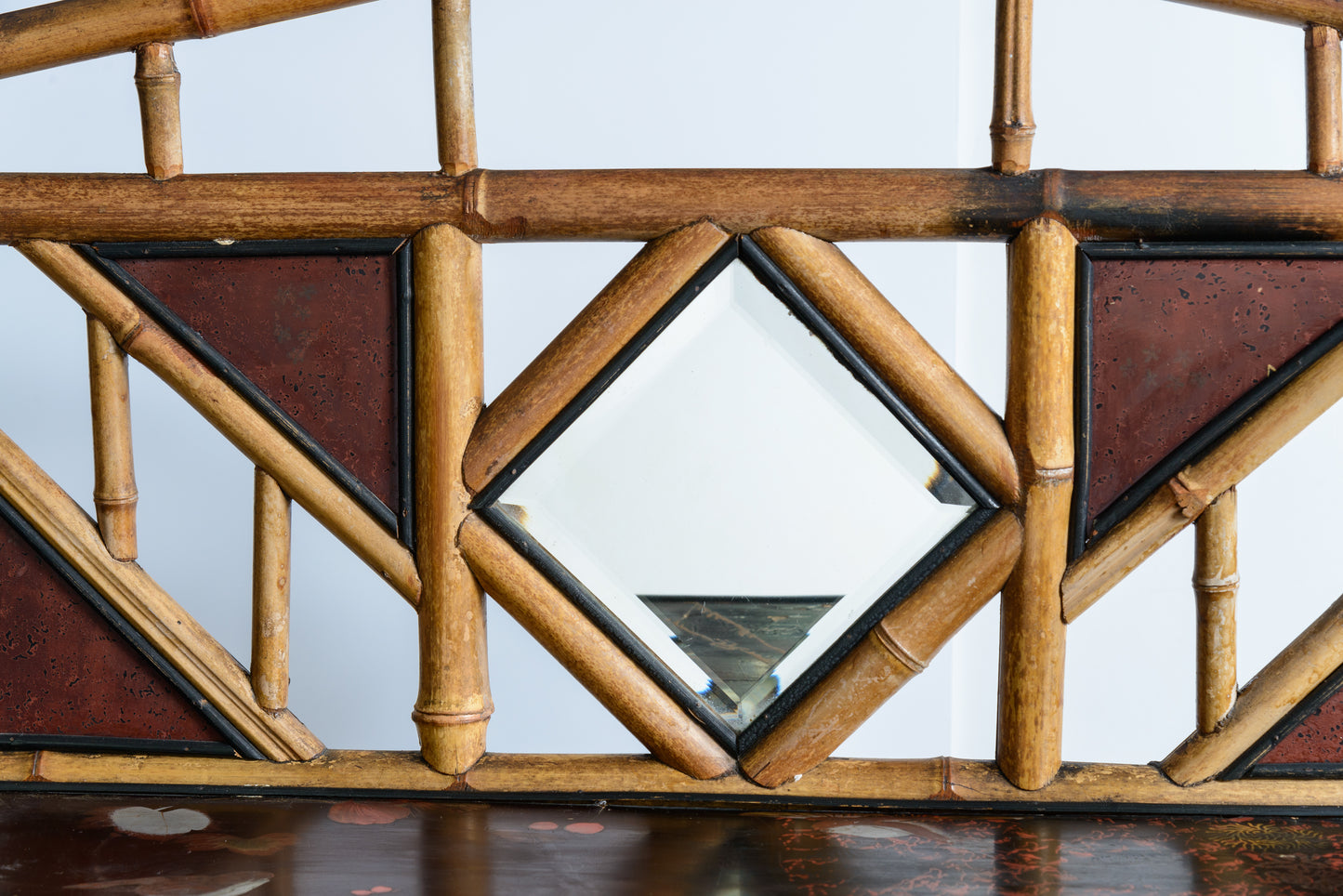 19Th. c. Aesthetic mouvement Bamboo & Glass Cabinet, 1880-1900