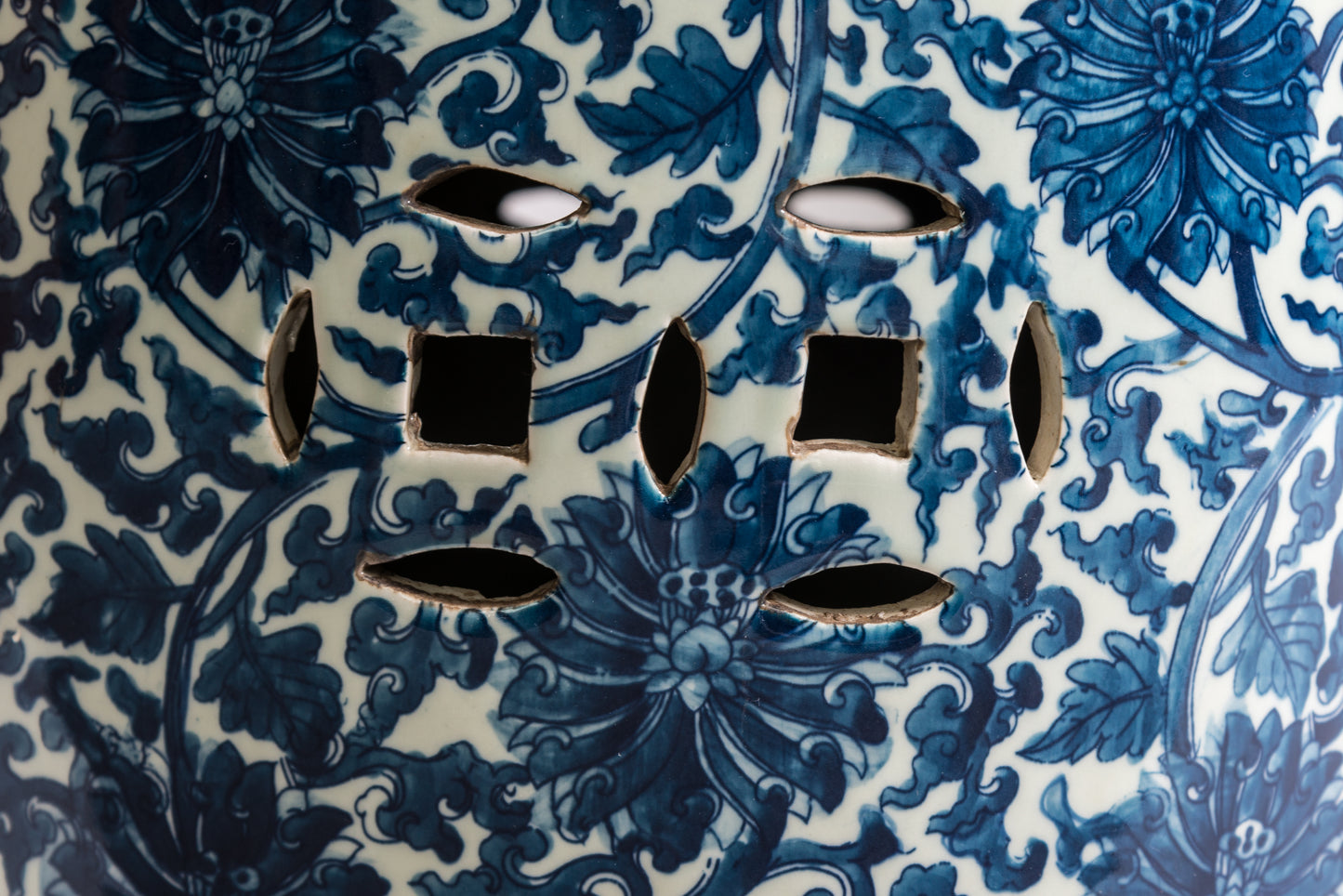 Pair of Blue and White Porcelain Chinese Oriental Drum Garden Seat