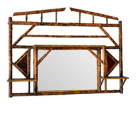 Tortoiseshell Bamboo Hanging Mirror, French 1890-1910