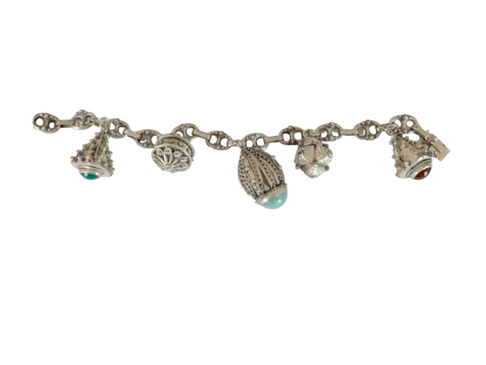 Vintage Italian Etruscan Revival Charm Bracelet 4