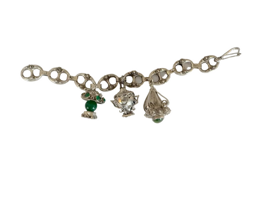 Vintage Italian Etruscan Revival charm Bracelet 8