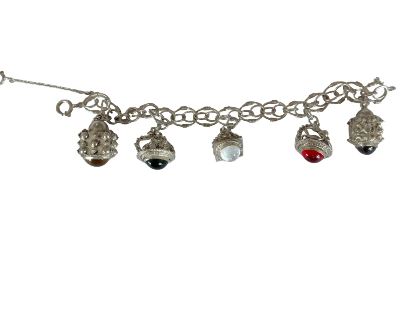 Vintage Italian Etruscan Revival Charm Bracelet  12