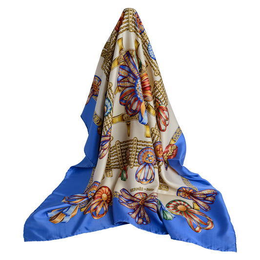 Hermés Silk Scarf  Les Rubans Du Cheval Blue