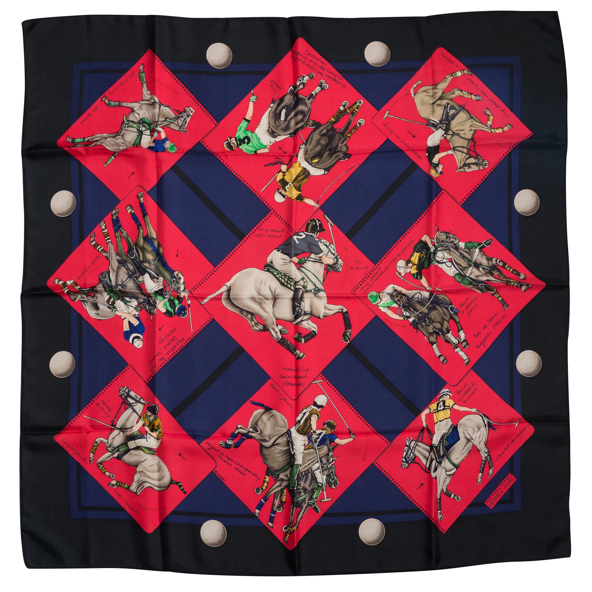Hermés Silk Scarf The Palm Beach Polo Navy