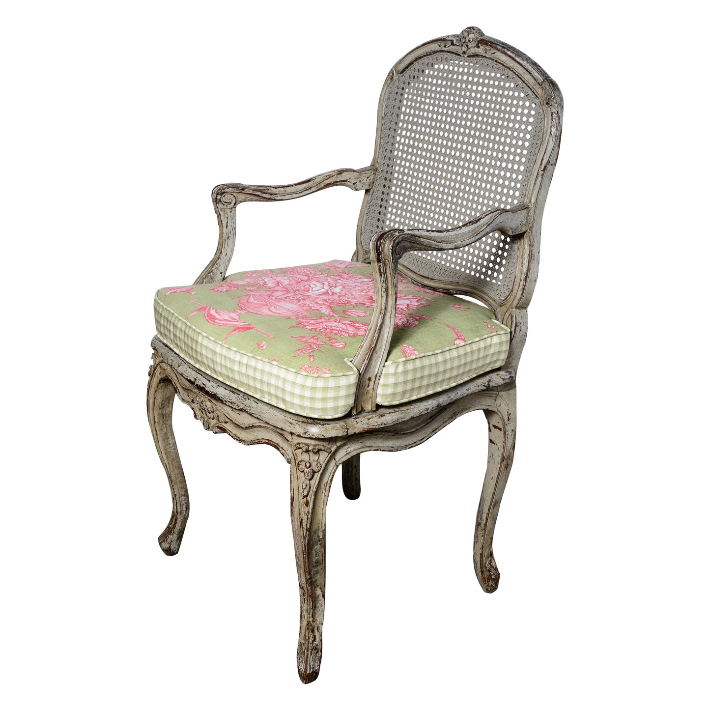 19th Century French Louis XV Style Painted Cane Armchairs a - Pair