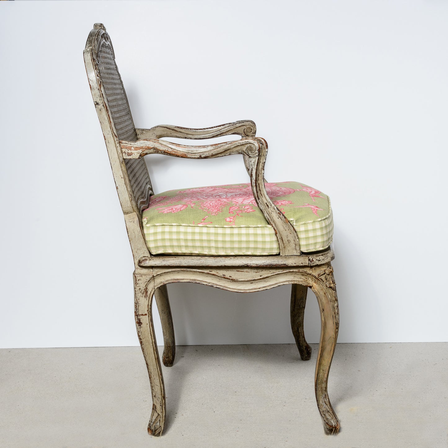 19th Century French Louis XV Style Painted Cane Armchairs a - Pair