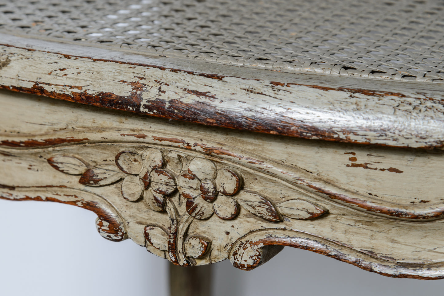 19th Century French Louis XV Style Painted Cane Armchairs a - Pair