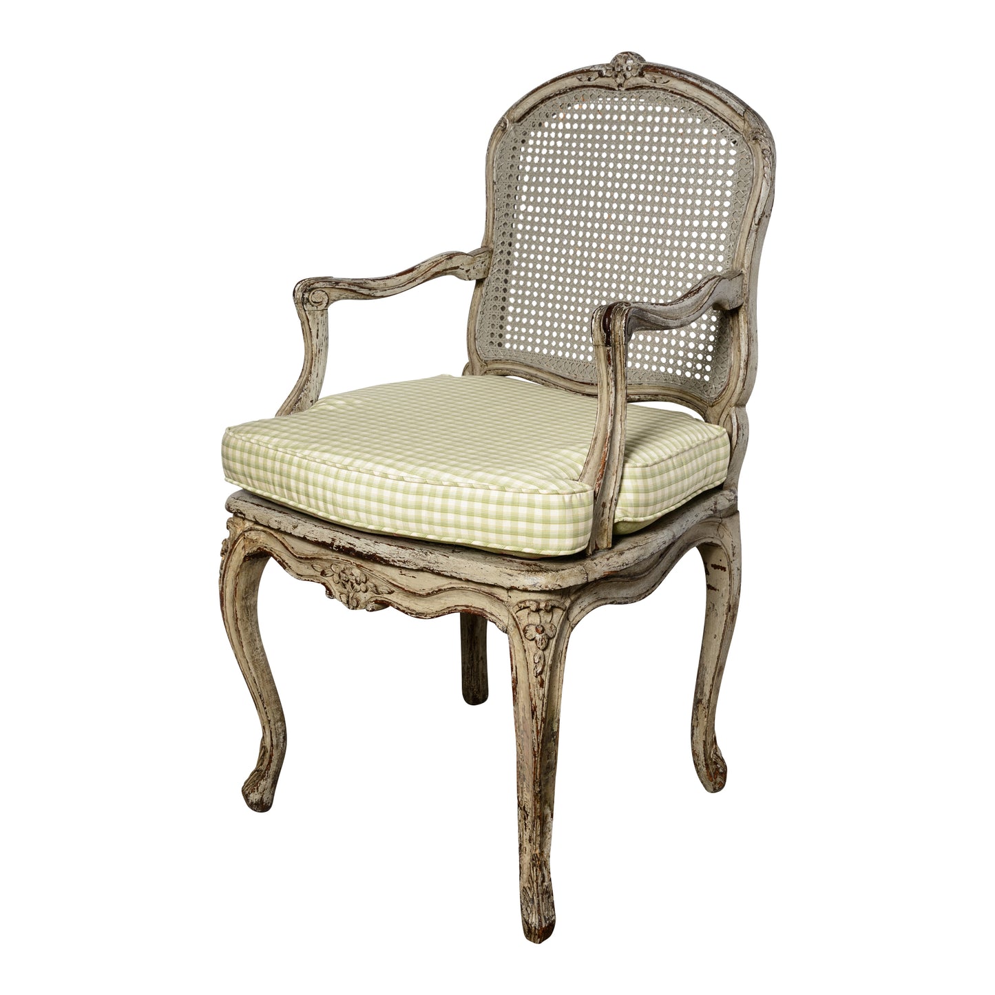 19th Century French Louis XV Style Painted Cane Armchairs a - Pair