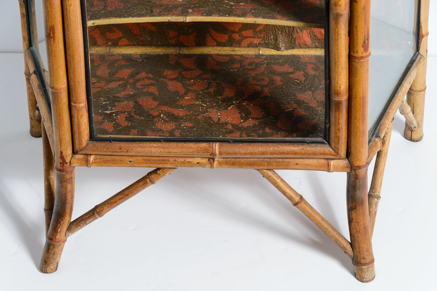 19Th. c. Aesthetic mouvement Bamboo & Glass Cabinet, 1880-1900