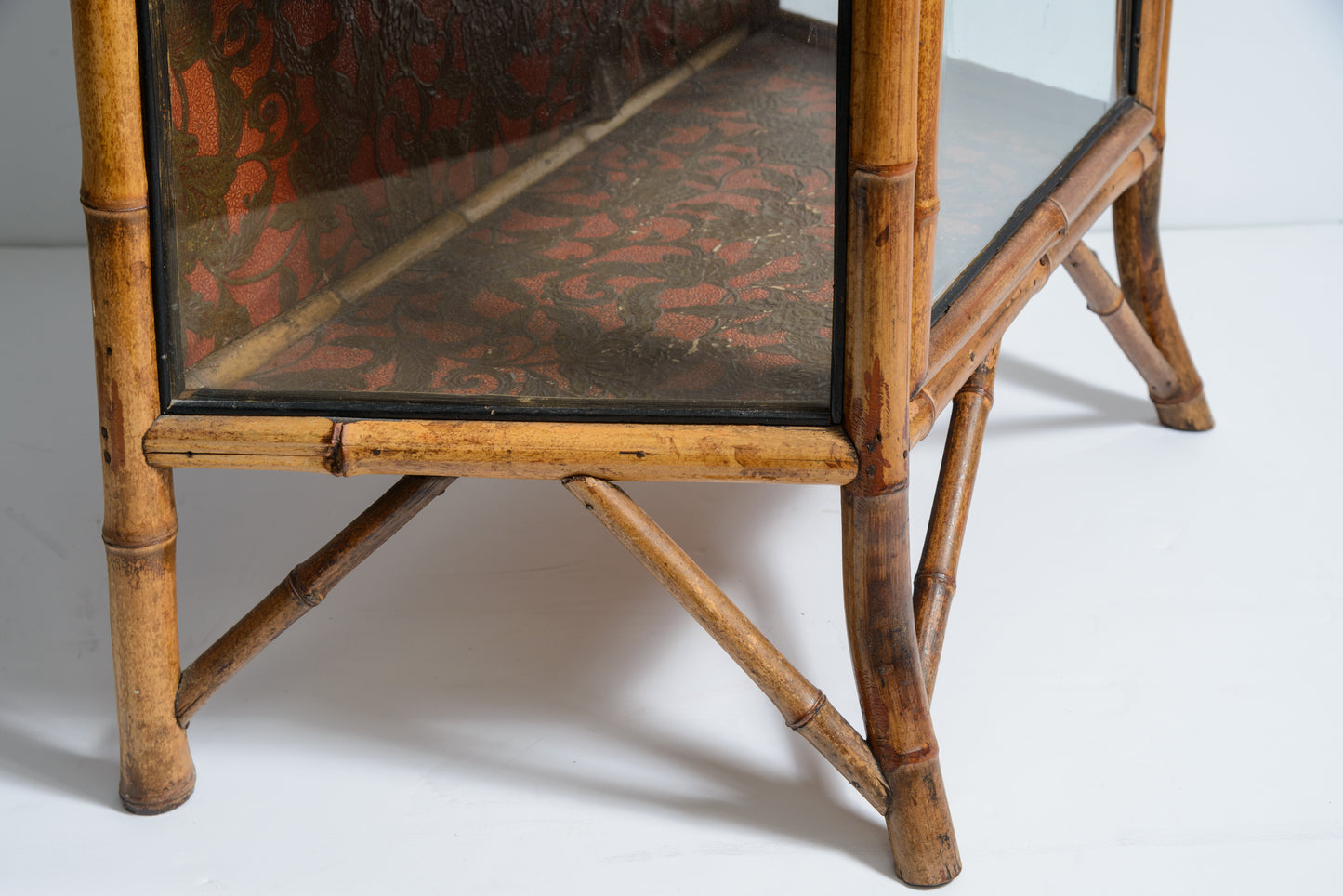 19Th. c. Aesthetic mouvement Bamboo & Glass Cabinet, 1880-1900