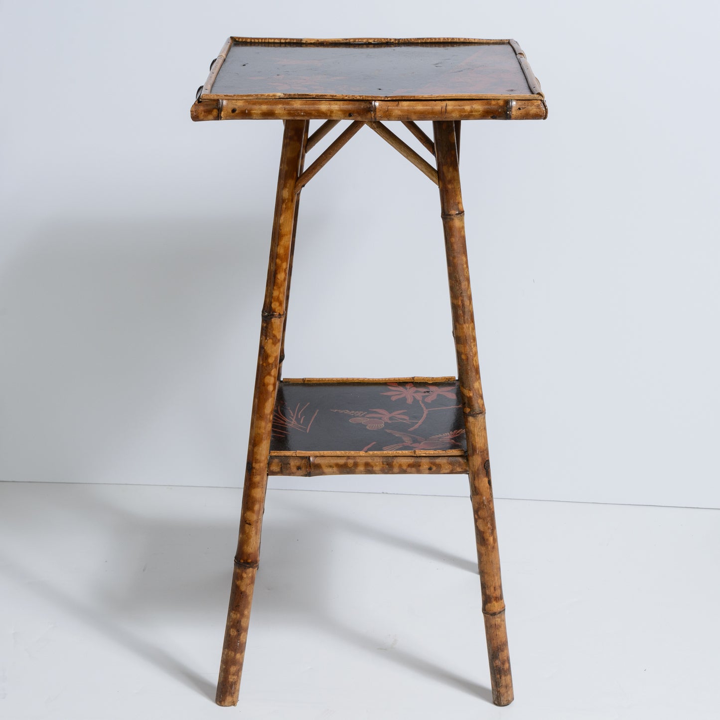 Tortoiseshell Bamboo & Lacquer Chinoiserie Side Table Stand, France c.1880