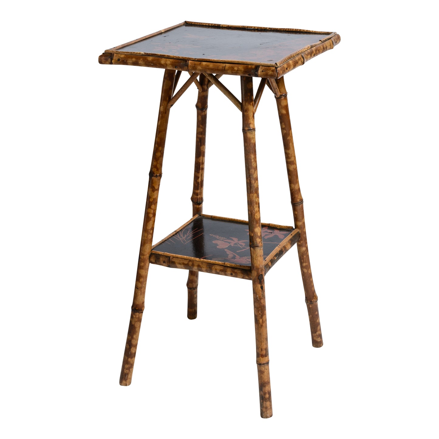 Tortoiseshell Bamboo & Lacquer Chinoiserie Side Table Stand, France c.1880