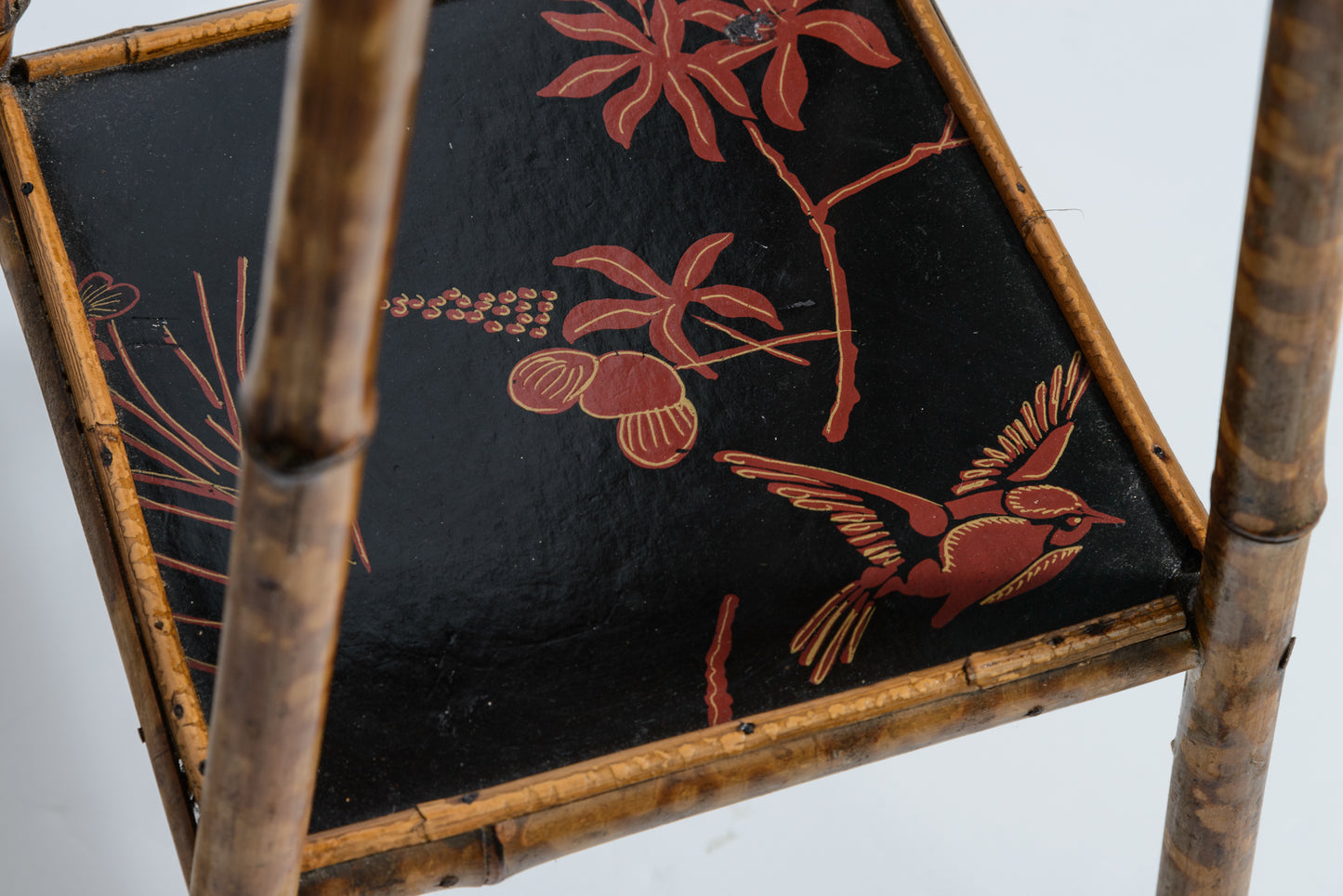 Tortoiseshell Bamboo & Lacquer Chinoiserie Side Table Stand, France c.1880