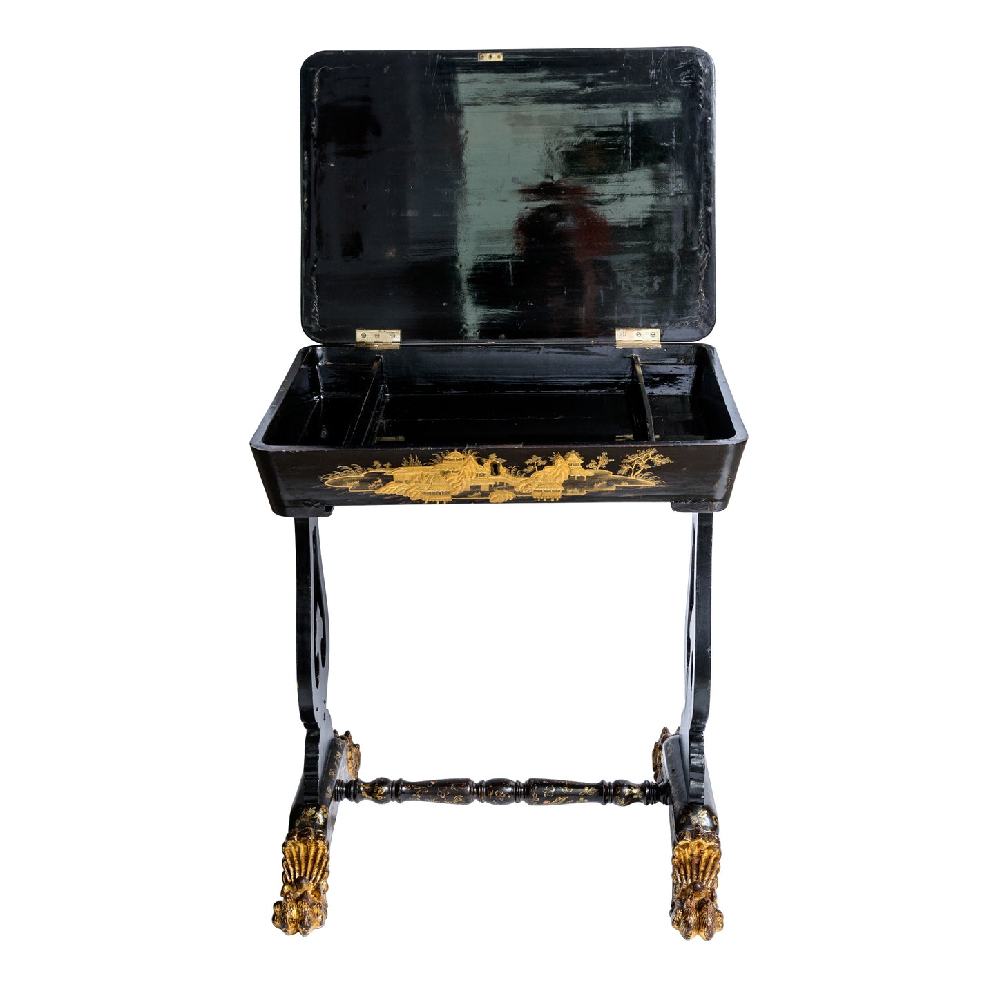 French  19th C. Exceptional  Chinoiserie Lacquer Work Table