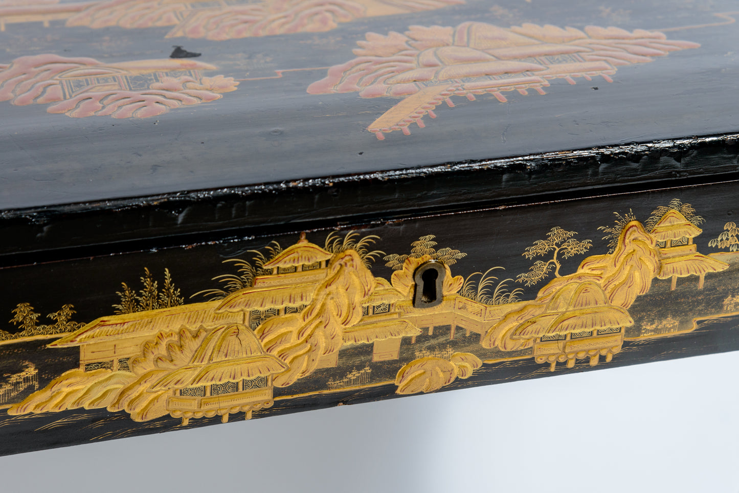 French  19th C. Exceptional  Chinoiserie Lacquer Work Table