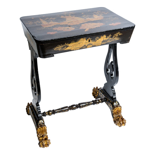 French  19th C. Exceptional  Chinoiserie Lacquer Work Table