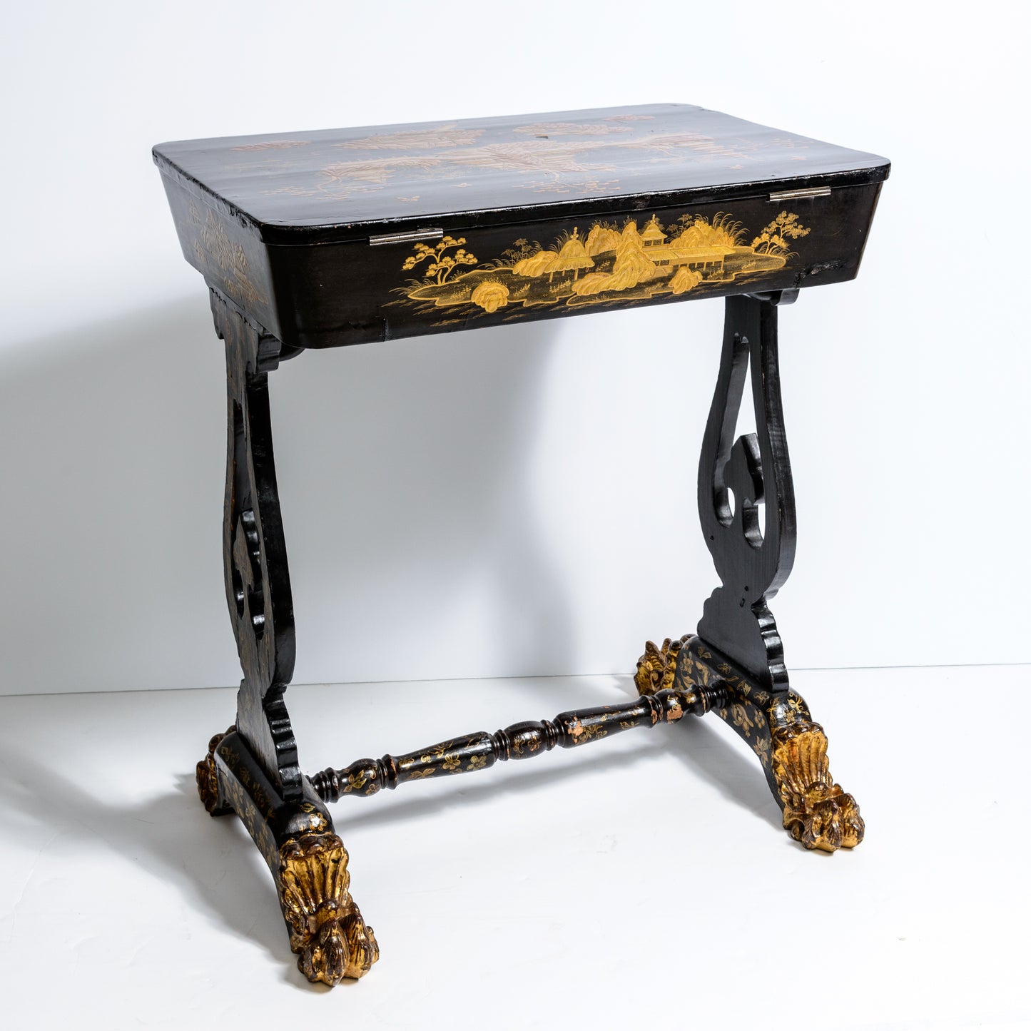 French  19th C. Exceptional  Chinoiserie Lacquer Work Table