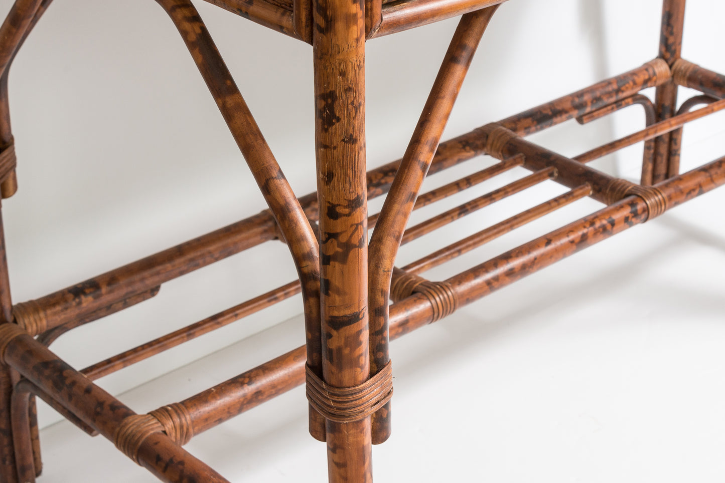 Pagoda Bamboo Writing Desk British Colonial Style  Grasscloth