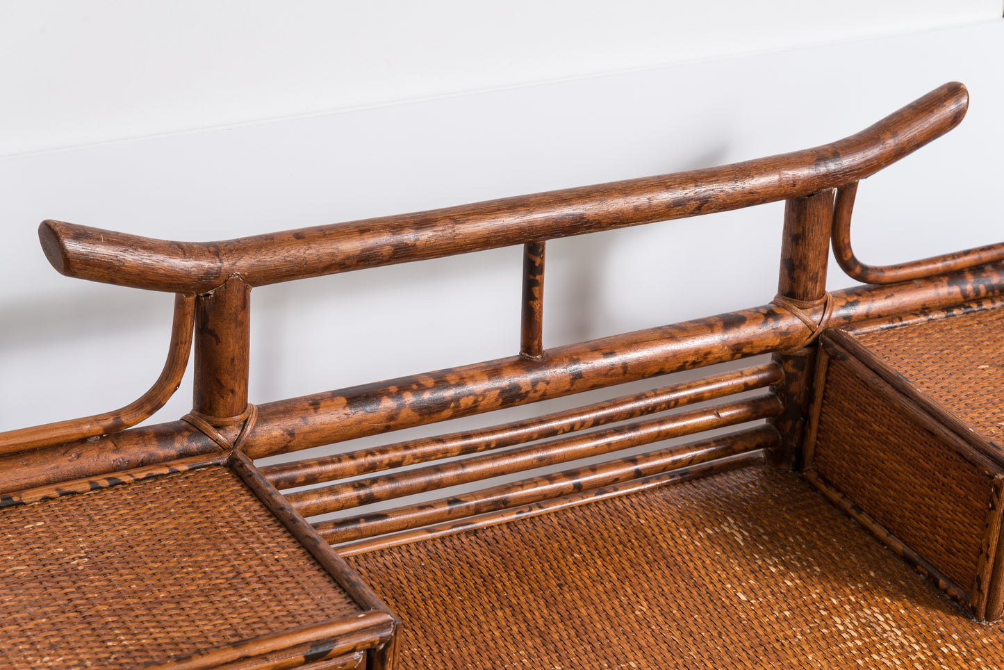Pagoda Bamboo Writing Desk British Colonial Style  Grasscloth