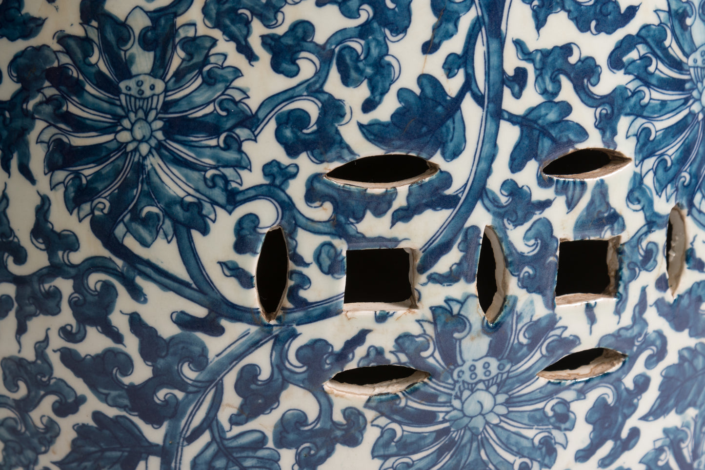 Pair of Blue and White Porcelain Chinese Oriental Drum Garden Seat