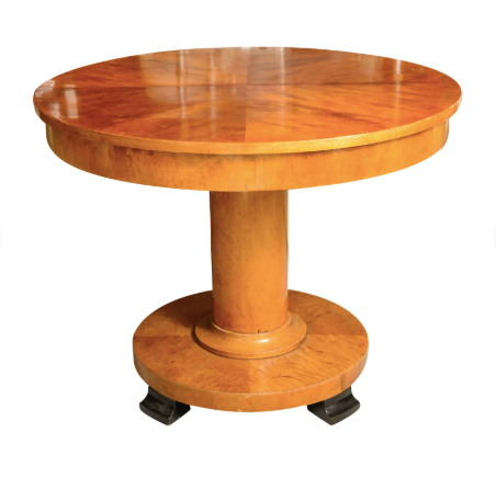 Antique Biedermeier Cherrywood Round Center Table, C.1930s