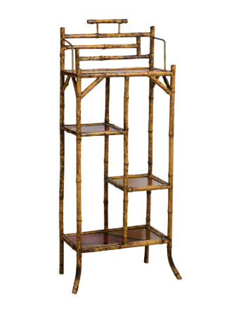 French Tortoiseshell Bamboo & Lacquer Chinoiserie Bookcase Etagere