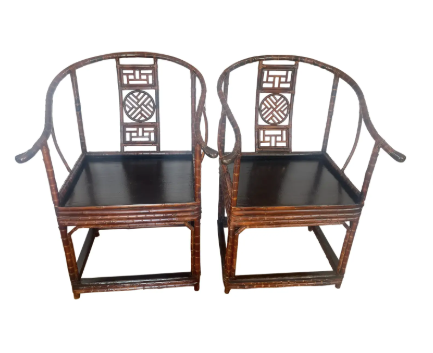19Th C. Pair Qing Dynasty Chinese Bamboo Chairs