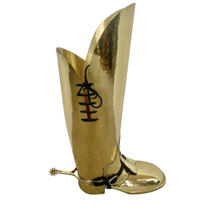 English Brass Boot Umbrella Stand, 1950s