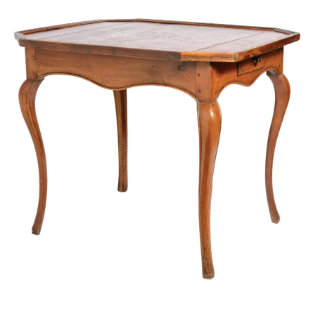 French Louis XV Game Table, Red Leather Top