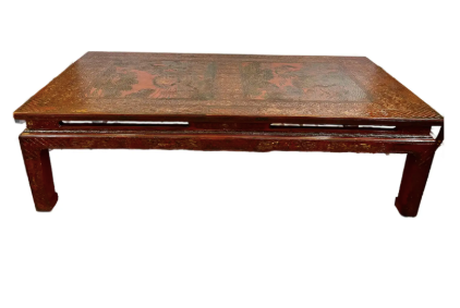 Chinoiserie Coffee Table, Hand Carved Lacquer, French, 1940s